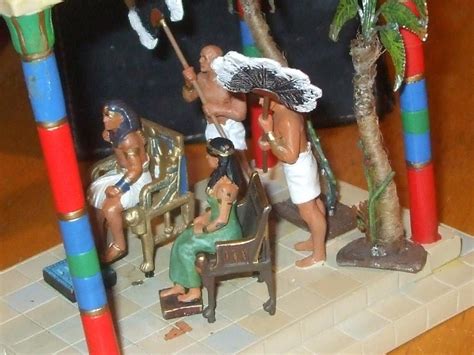 egyptian diorama pharoah and queen cleopatra slaves fanning toy soldiers 1928276156