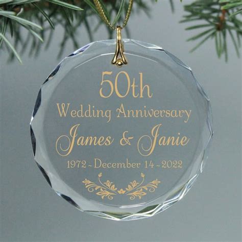 Th Anniversary Personalized Crystal Holiday Ornament Etsy