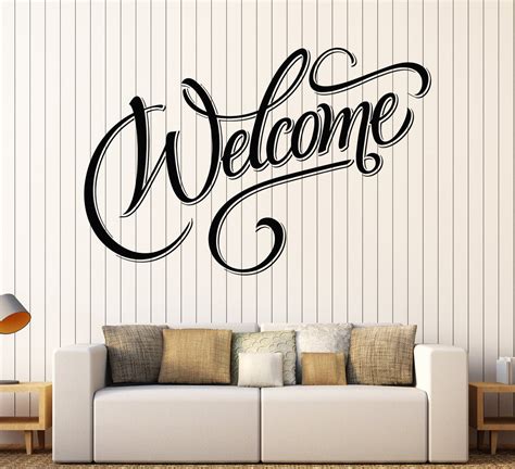 Large Vinyl Decal Wall Sticker Painted Inscription Welcome Lettering H
