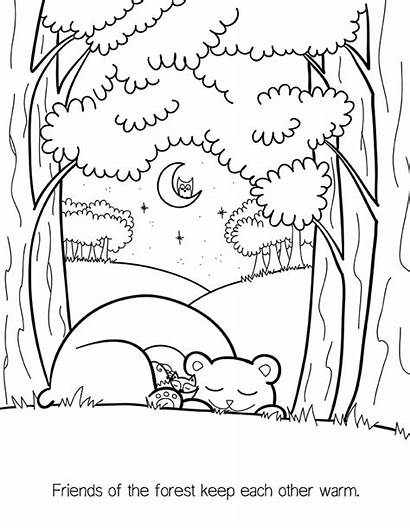 Coloring Forest Pages Fox Friends Tree Colouring