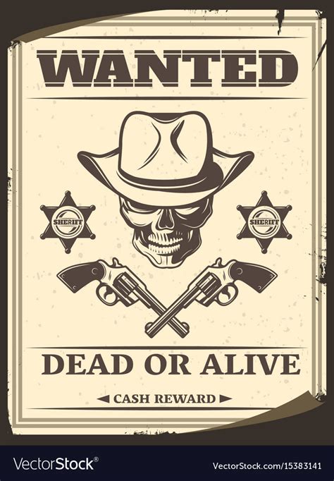 Vintage Monochrome Wild West Wanted Poster Vector Image