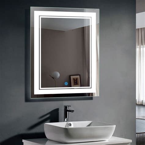 Decoraport 28 X 36 In Led Bathroom Mirror With Touch Button Dimmable