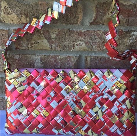 ( other origami made from candy wrappers.) #candy #candy #wrappers Upcycled Origami Candy Wrapper Purse | Candy wrapper purse ...