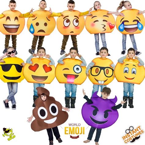 Childrens Emoji Costume Masquerade Christmas Party Role Play Funny