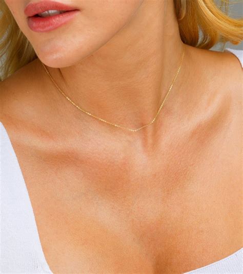 Dainty Layering Necklace Thin Gold Chain Sterling Silver Rose Gold