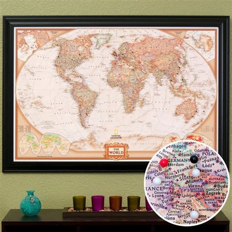 Executive World Travel Map With Pins And By Pushpintravelmaps