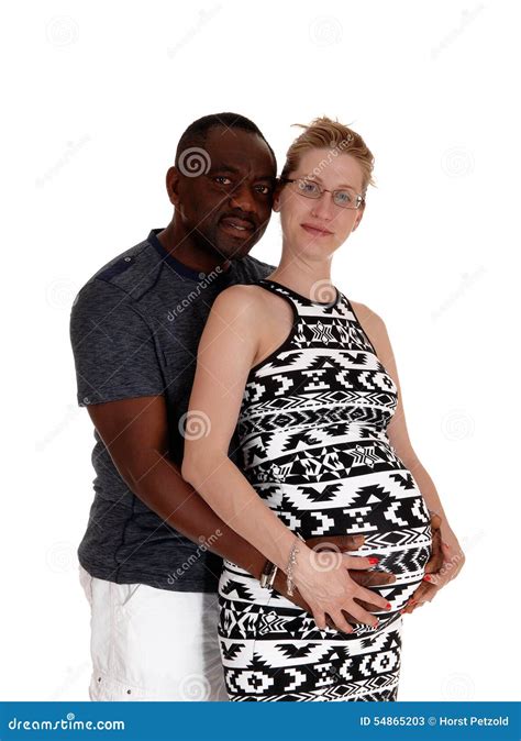 Closeup Of White Woman Pregnant Black Man Royalty Free Stock Photo