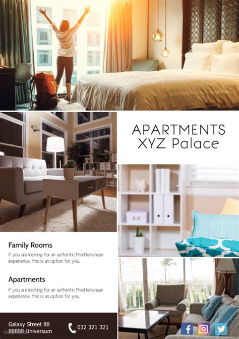 Plantilla De Hotel Promoción Apartamentos Airbnb Flyer Rooms Postermywall