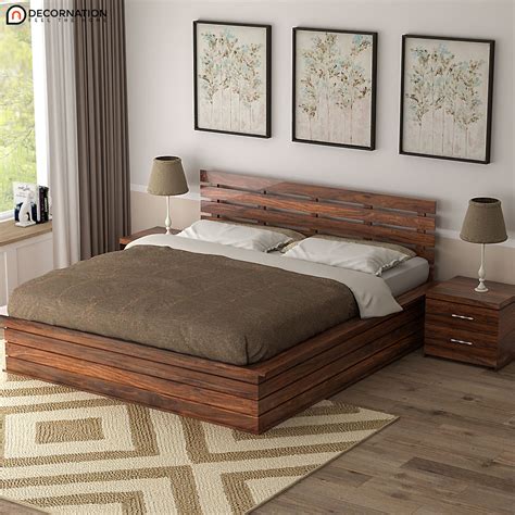 beaumont sheesham wood storage double bed brown decornation