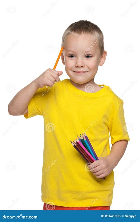 Little Boy With Pencils Stock Image Image Of Little 81641995