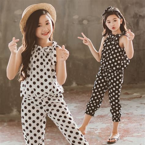 Teens Girls Clothing Sets Summer Formal Pattern Printing Chiffon Tops