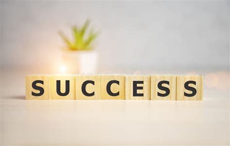Success Word Written On Wood Cube With Sunny Background Stock Photo