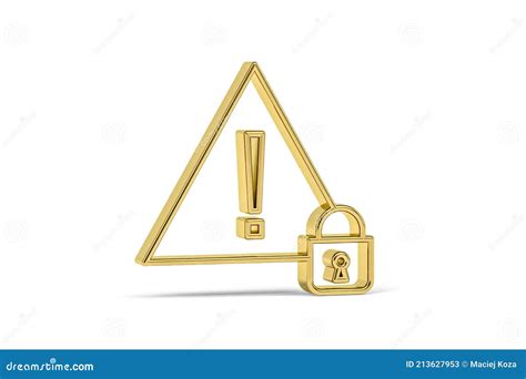 Golden 3d Caution Icon Isolated On White Background Stock Illustration