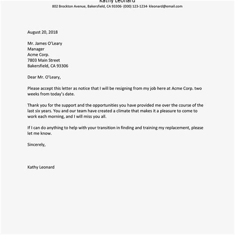 Draft Letter Of Resignation Template Job Resignation Letter