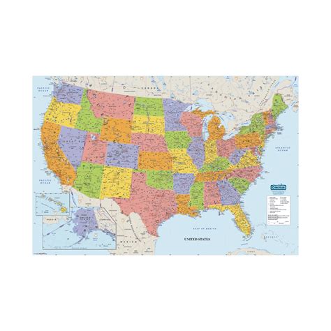 Laminated United States Map 38 X 25 Inch