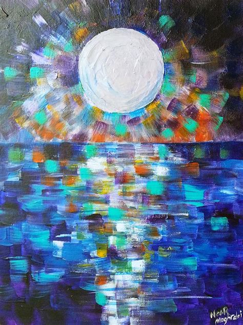 Moon Reflection Painting By Noor Moghrabi Fine Art America