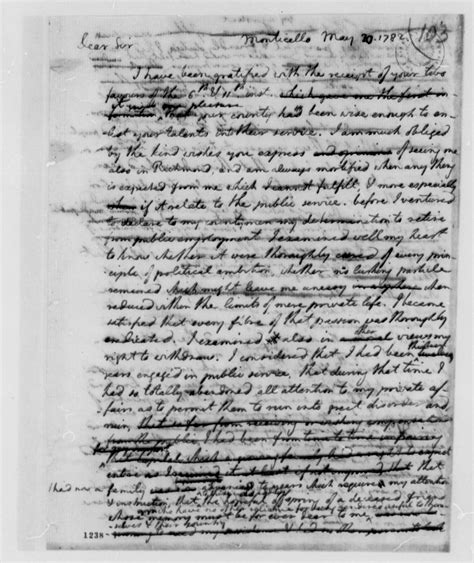 Letter From Thomas Jefferson To James Monroe May 20 1782 Page 1