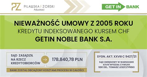 WYGRANA Z GETIN NOBLE BANK S A PO WSZCZĘCIU PROCESU PRZYMUSOWEJ