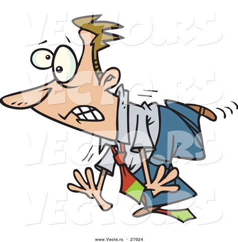 Vector Of A Clumsy Cartoon White Businessman Tripping On His Own Tie By
