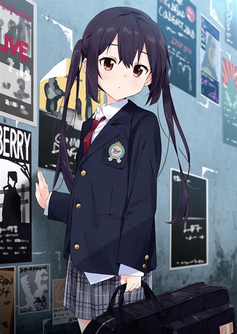 Wallpaper Anime Girls K On Nakano Azusa School Uniform Schoolgirl