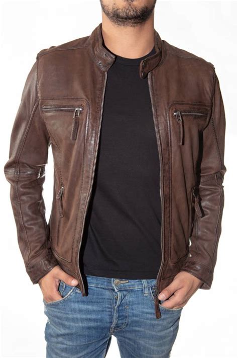 C'est incontestablement la tendance de cette saison : Blouson cuir homme oakwood castel marron. - Revacuir