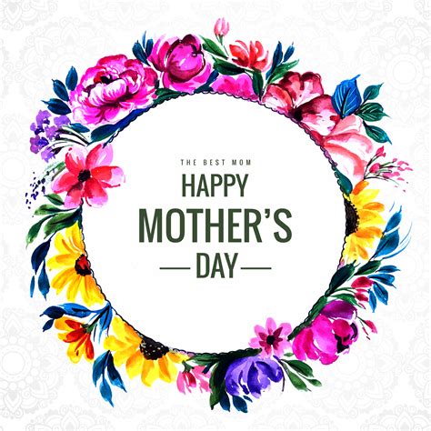 feliz tarjeta del círculo del día de las madres con marco de flores 1233591 vector en vecteezy