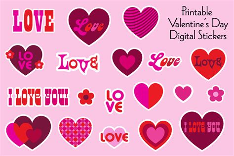 Printable Mod Valentine S Day Stickers By Melissa Held Designs Thehungryjpeg