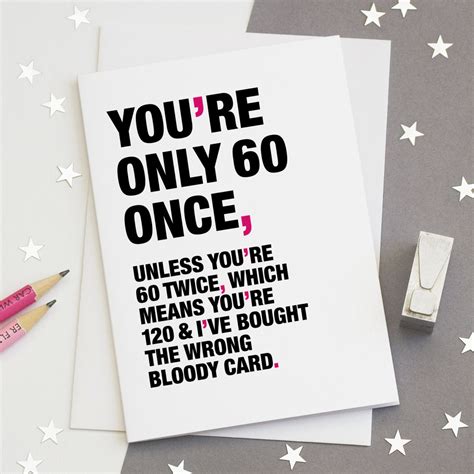 60th Birthday Card Funny 60th Card Sarcastic 60th Card Etsy Uk