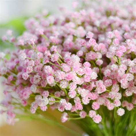 12 bushes (approx 40 flowers per bush). Artificial Babysbreath Bouquet 7 Bifurcation Flower ...