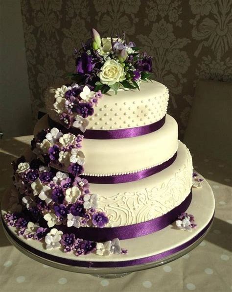 purple flower wedding cake decorated cake by samantha cakesdecor