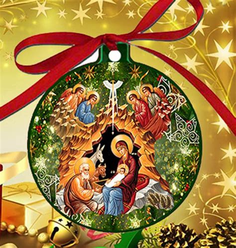 Ornanatpb Orthodox Christmas Ornament Nativity Bulb Christmas