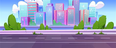 Cartoon Cityscape Downtown View And Empty Road 20868041 Vector Art At