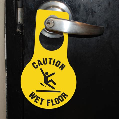 Caution Wet Floor Door Hang Tags Pear Shaped Sku Tg
