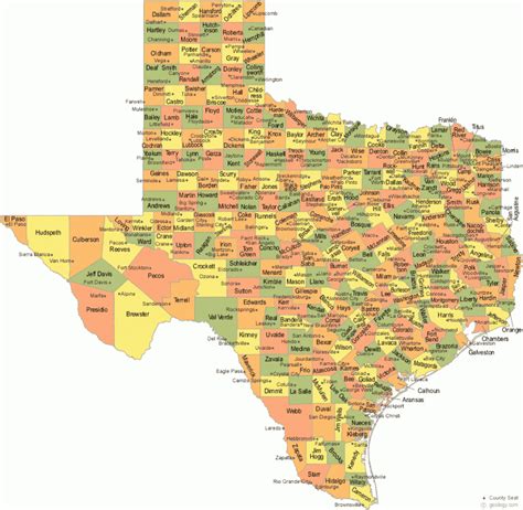 Texas Map With Counties And Cities Printable