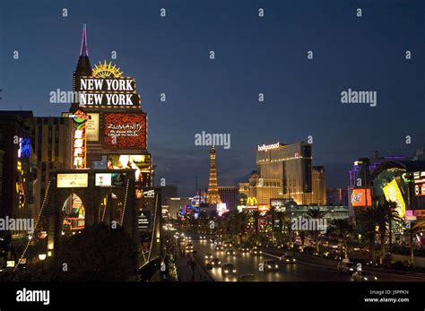 The Usa Nevada Las Vegas The Strip Overview Night Stock Photo Alamy