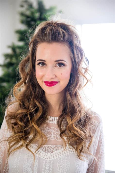 Half Up Curled Hair For The Holidays Holiday Hairstyles Curly Hair