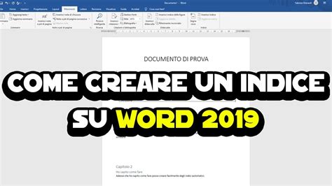 Come Creare Un Indice Su Word 2019 In Modo Automatico Youtube