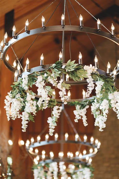 Wedding Chandelier with Flowers | Wedding chandelier, Greenery wedding