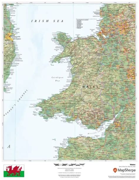 Wales Laminated Wall Map Msh 19500 Picclick