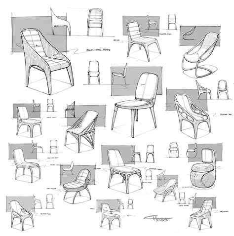 Sketches Of Chairs And Stools From The Early Th Century Including One For Each Chair