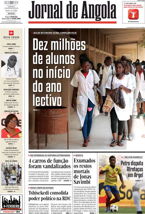 Capa Jornal De Angola De 2019 02 01