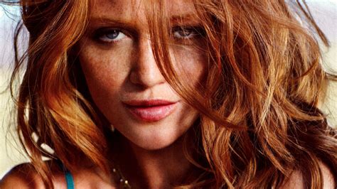 Cintia Dicker Redhead Blue Eyes Sensual Gaze Women Model Face