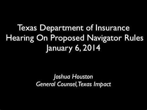 The texas department of insurance. Texas Dept of Insurance Navigators Public Hearing - Joshua Houston - January 6, 2014 - YouTube