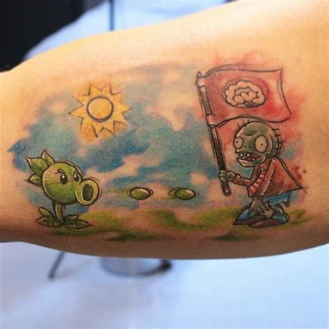 Videogametatts 🎨🎮 On Instagram Colourful Plants Vs Zombies Tattoo By