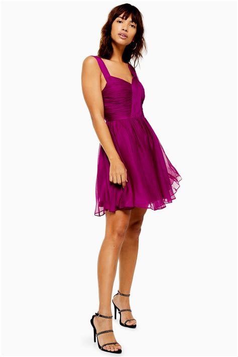 Ruched Purple Mini Dress Topshop Mini Dress With Sleeves Purple Mini Dresses Top Shop Dress
