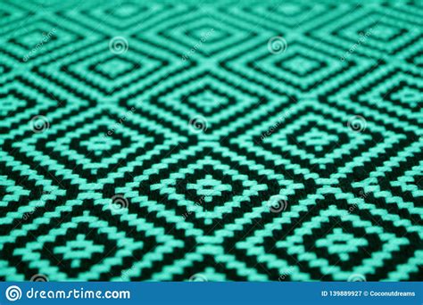 Closed Up Beautiful Mint Green And Black Colored Ethnic Pattern Fabric
