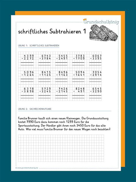 Lehrmaterial und arbeitsblätter zum download für die 1. Subtrahieren Matheaufgaben Klasse 3 Zum Ausdrucken
