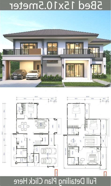 House Design Plan 155x105m With 5 Bedrooms E1b