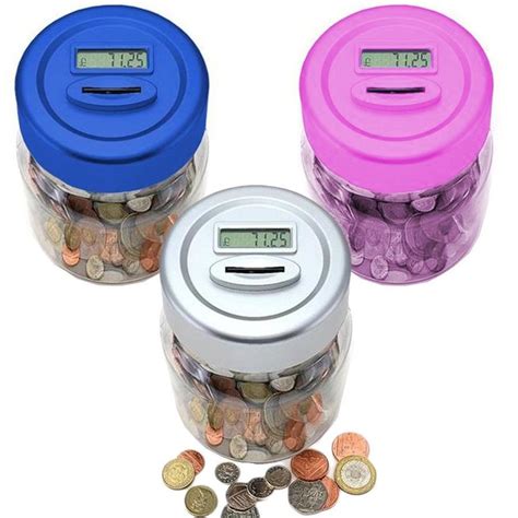 Babz Digital Coin Counter Jar Money Saving Box Counters Counts Coins