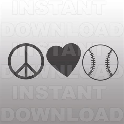 Peace Love Baseball SVG File Baseball SVG File Commercial